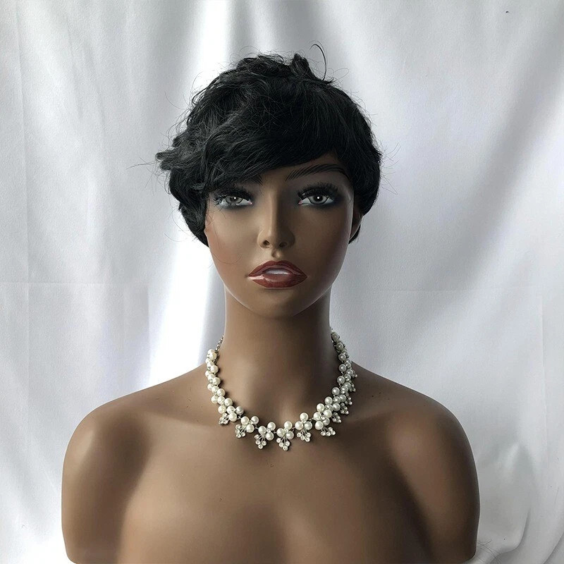 Synthetic Short Black Hair Wig Pixie Cut Wigs Short Fake Hair Wigs for Women
