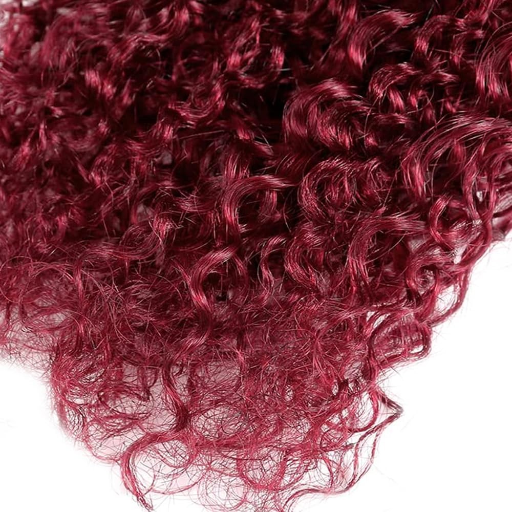 Wuvusnm 99J Human Hair Bundles Burgundy Water Wave Bundles 22 24 26 Inch Red