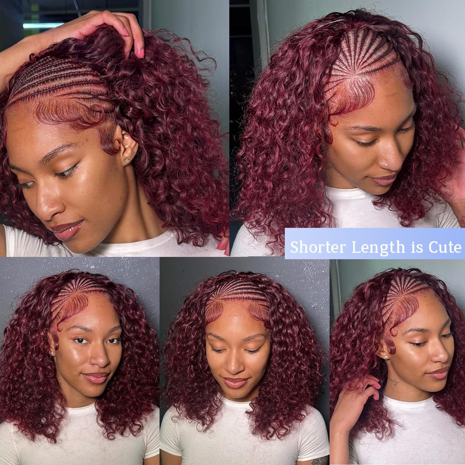 Licoville Burgundy Braiding Hair Deep Water Wave Bulk Boho Human Hair For