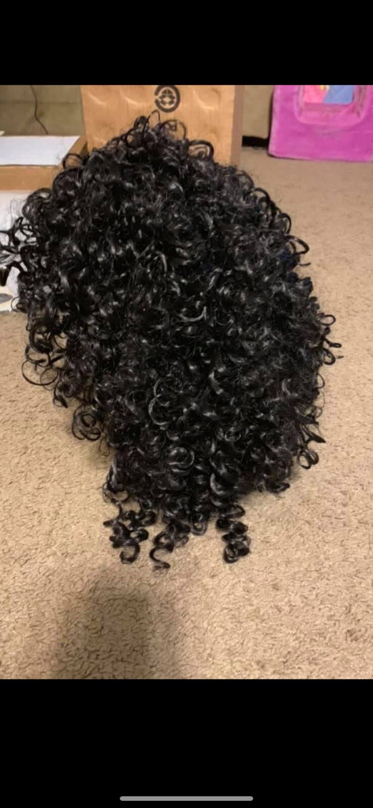 Curly Kinky Afro Wig 16” Natural Black Synthetic 1B#