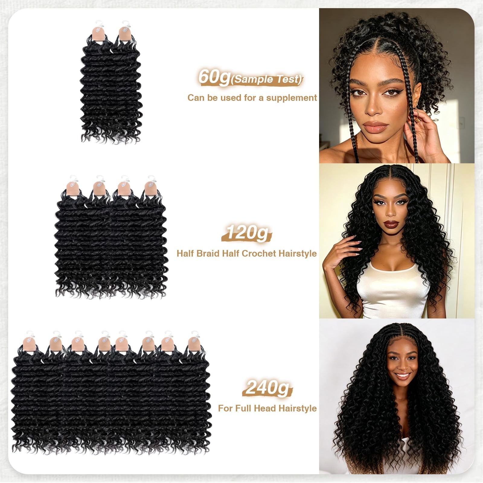 Dressmaker Miracle Knots Crochet Human Hair Pre-Separated Deep Wave Crochet