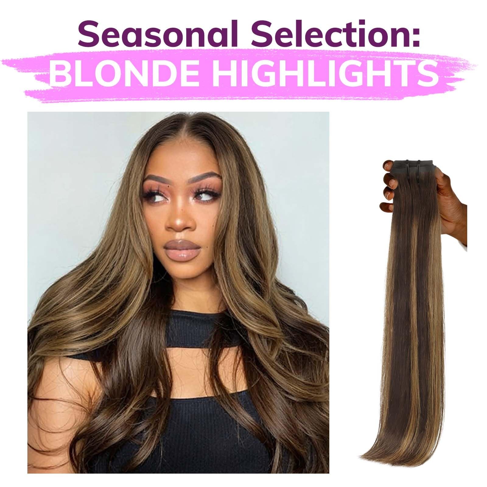 Seamless Clip In Hair Extensions Human Hair 4/27/4 Balayage Chocolate Brown t…