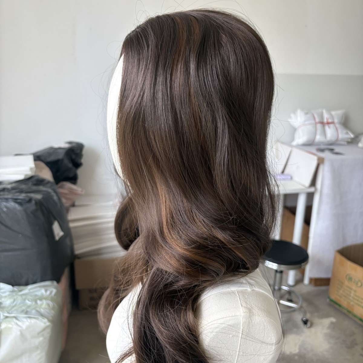 Cosplay Party Wig Mixed Brown Synthetic Hair Heat Resistant Long Wavy Soft Women