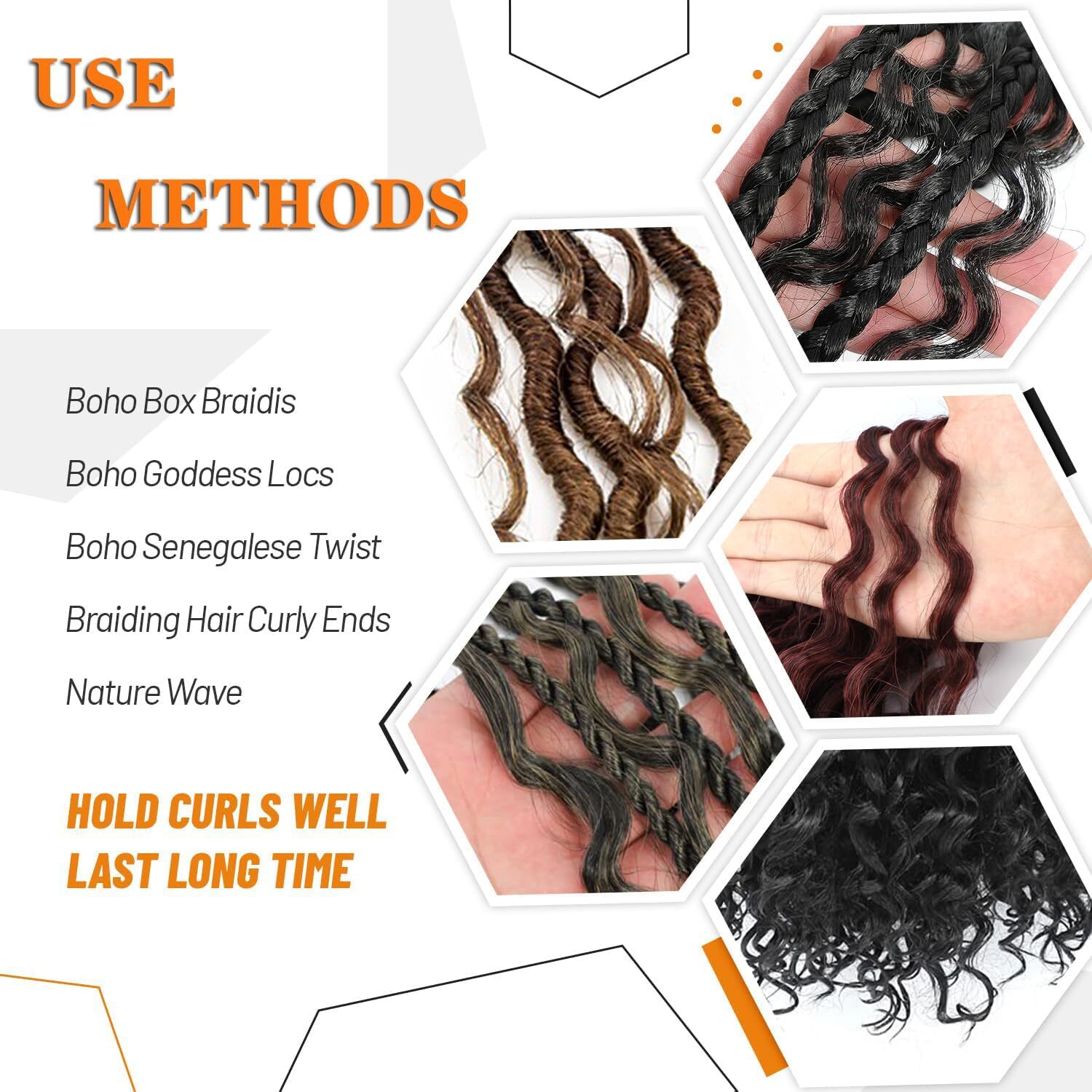 32″ Long Deep Wave Crochet Hair Curly Water Wave Boho Braiding Hair Extensions