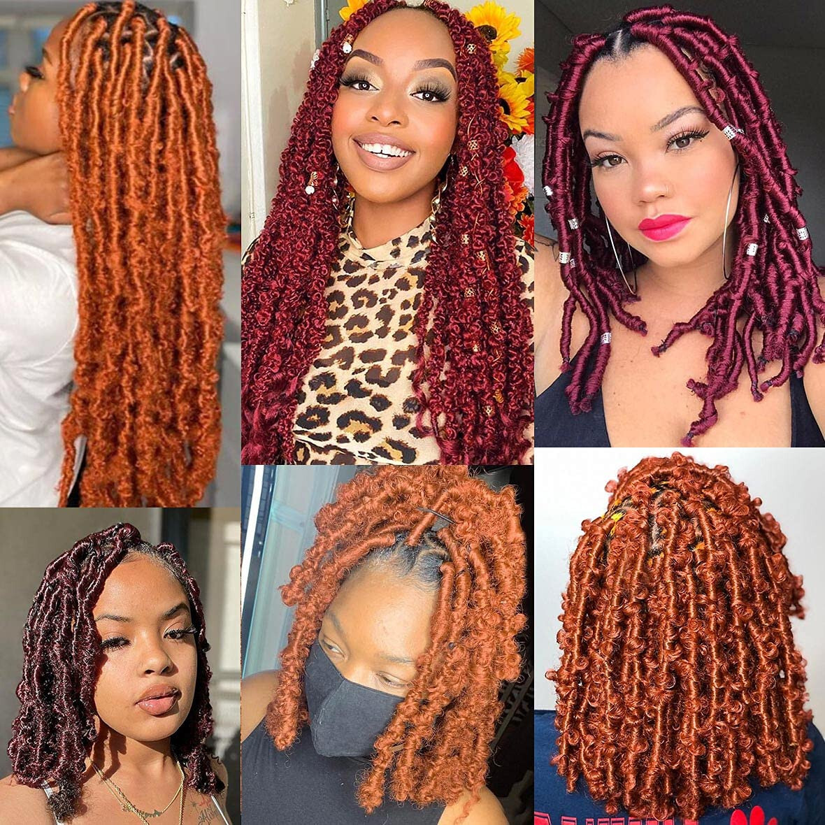 #350 Copper Kinky Curly Crochet Braids Short 16 inch synthetic extensions bundle