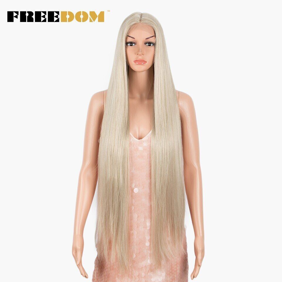Synthetic Lace Front Wigs Super Long 38Inch Ombre Highlight Straight Wigs
