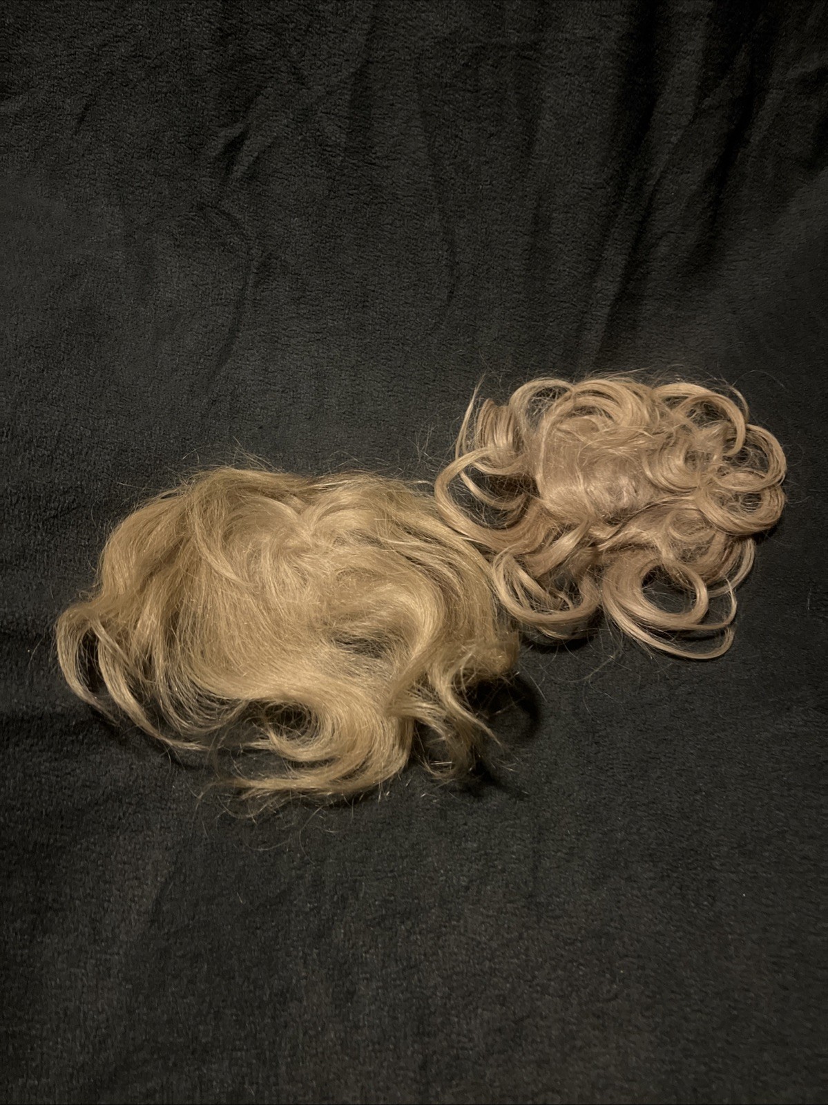 Lot Of VINTAGE 100% Human HAIR Wigs And Wiglets, Hairpieces in Striped Box