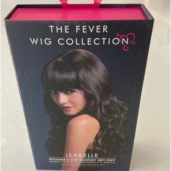 Fever Isabelle Wig 26 inch long brown woman soft curl bangs daily dance stage