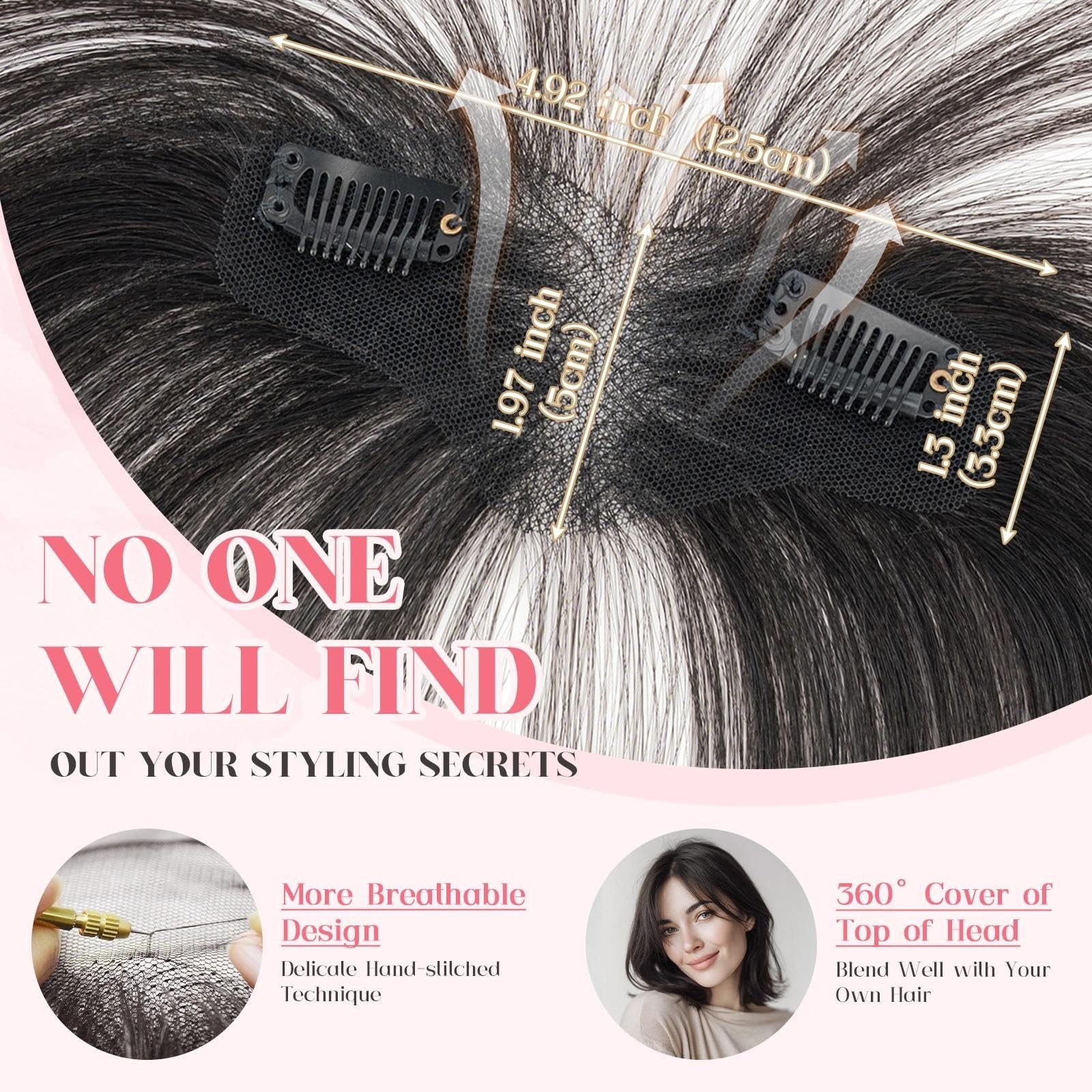 Hairro Clip In Side Bangs 100 Real Human Hair 3D 360 Cover Hand-Tied Fake Bangs