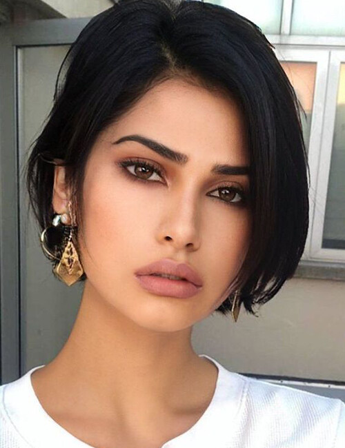Short Cut 100% Human Hair Wigs L Part Lace Frontal Wig Remy Glueless Soft