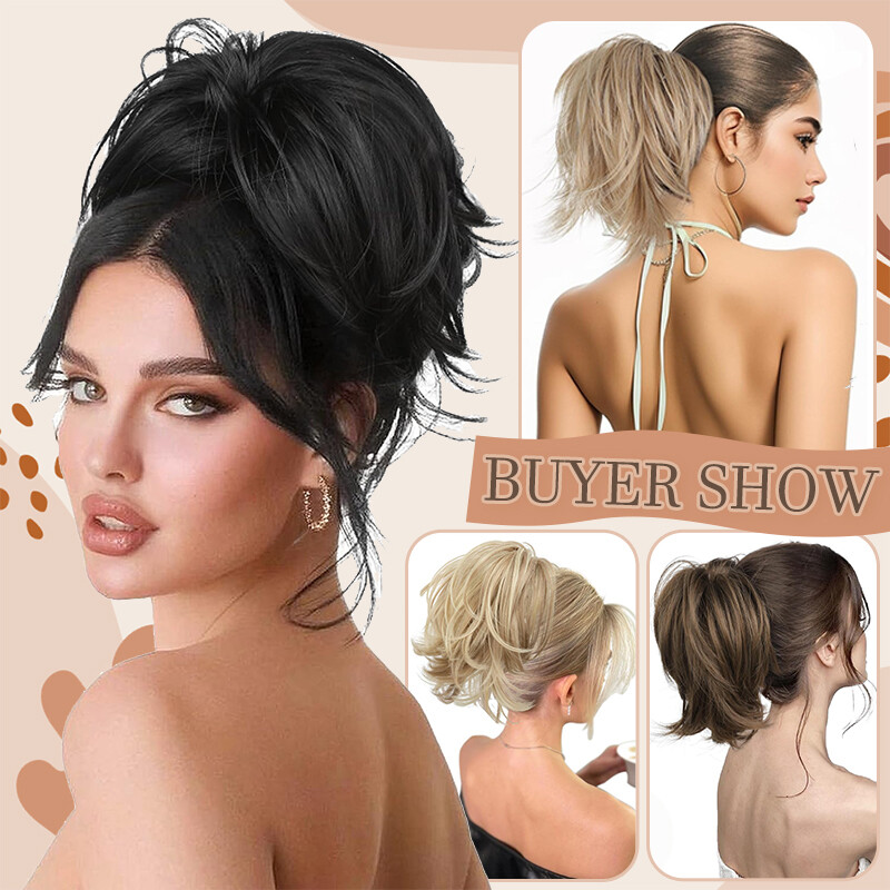 12″ Messy Bun Ponytail Claw Ponytail Clip in Hair Extension Synthetic Adjustable