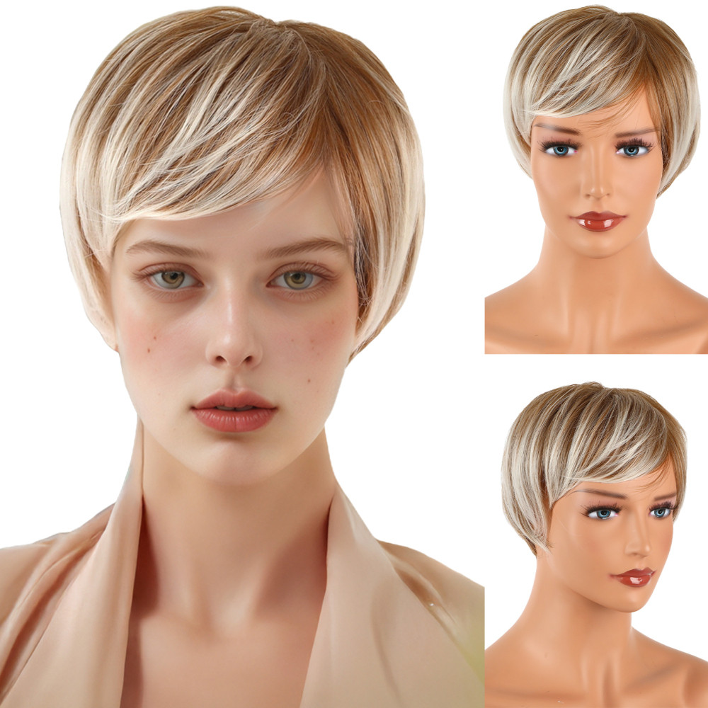 20CM Short Women Short Wigs Synthetic Natural Fake Hair Cosplay Casual