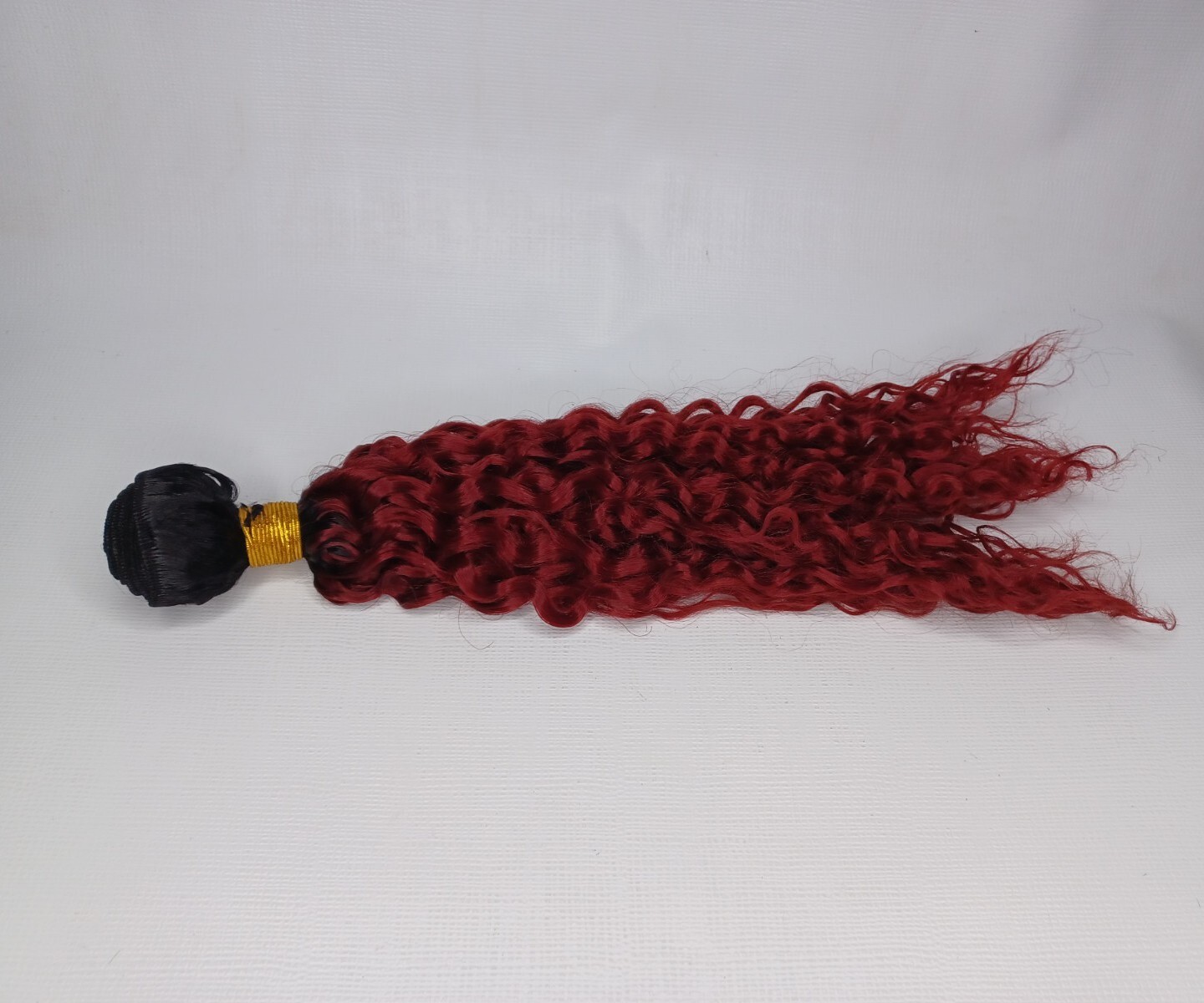 Human Hair Bundle Burgundy Ombre 15″ Wavy Curly Hair Extensions
