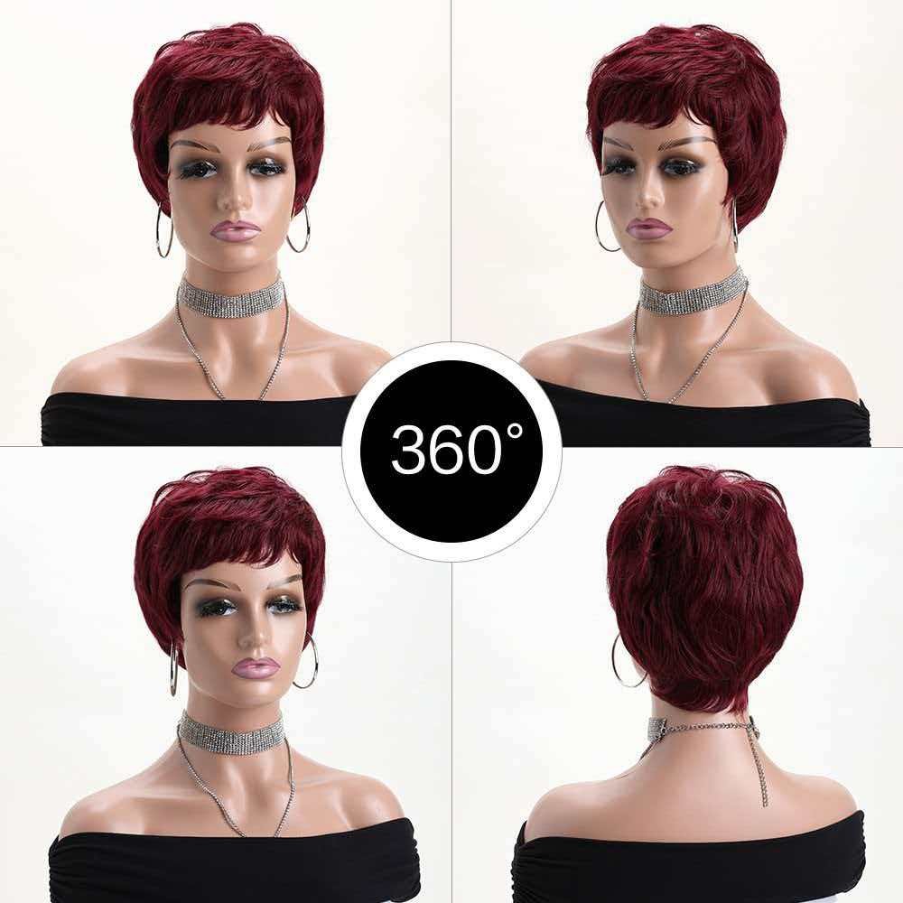10″ Short Burgundy Women Full Wig Cosplay Party Heat Resistant Synthetic Hair