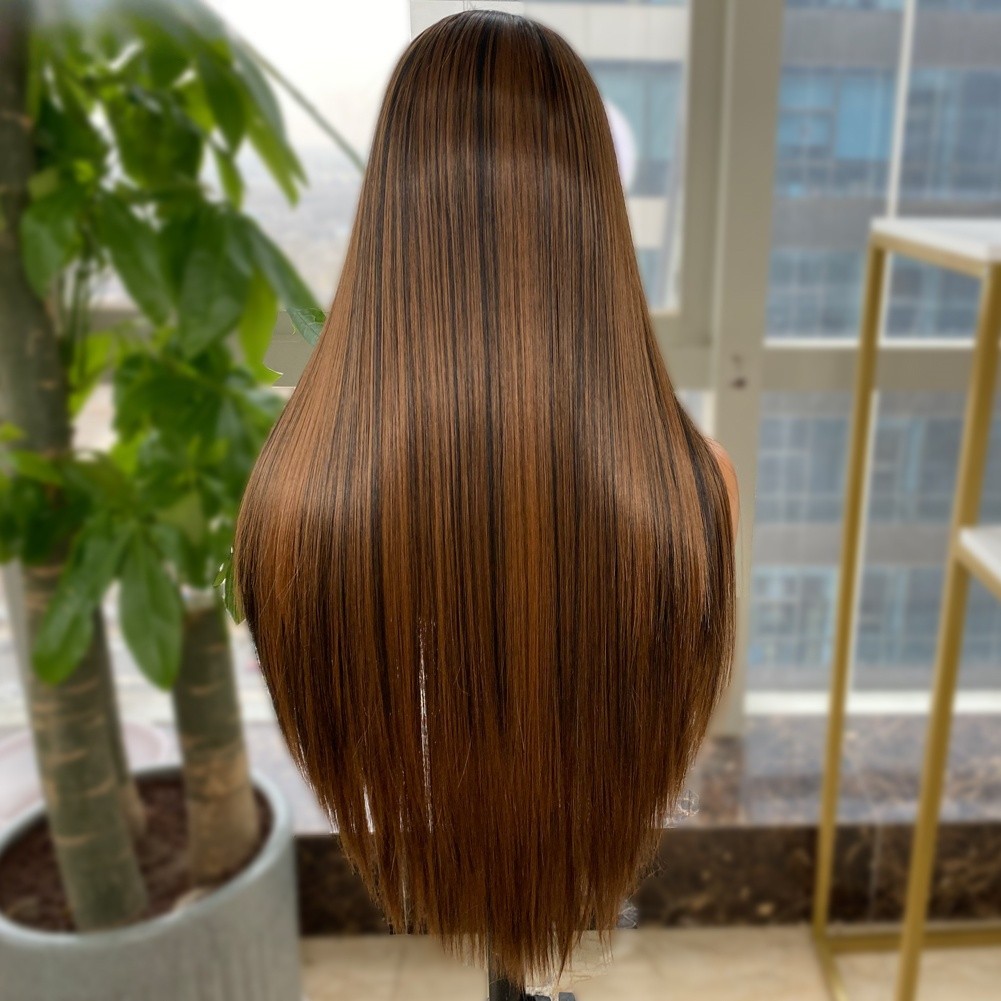 Long Highlights Silky Straight 13×4 Futura Synthetic Lace Front Hand Tied Wigs