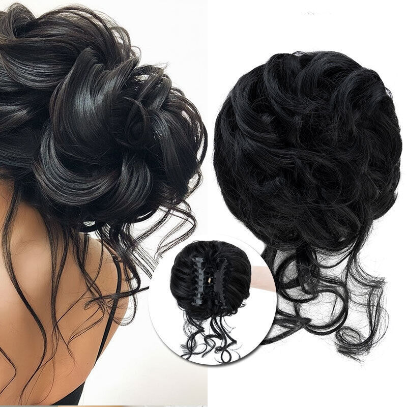 Messy Bun Ponytail Hair Extensions X-THICK Scrunchie Updo Claw Clip Chignon 65g