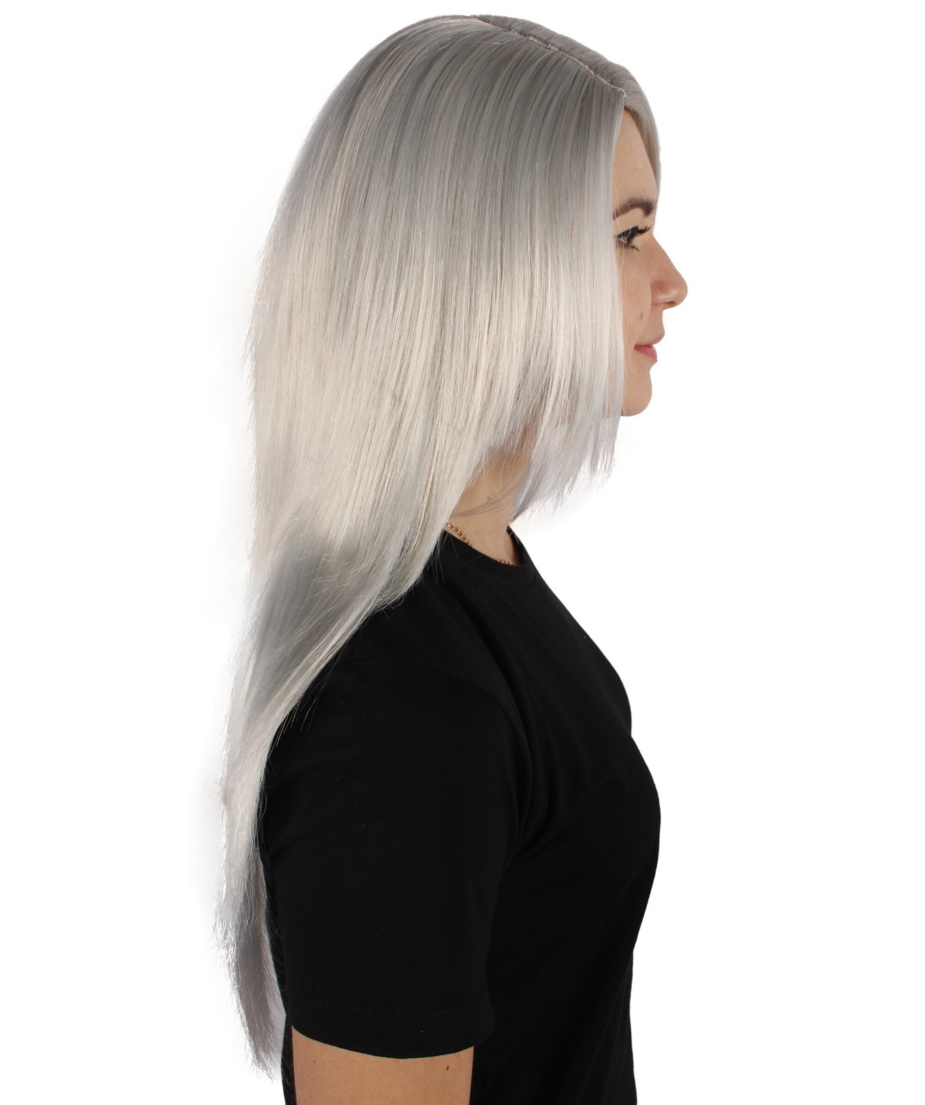 HPO Adult Women’s Grey Straight Wig, Cosplay Wig Standard cap HW-7566