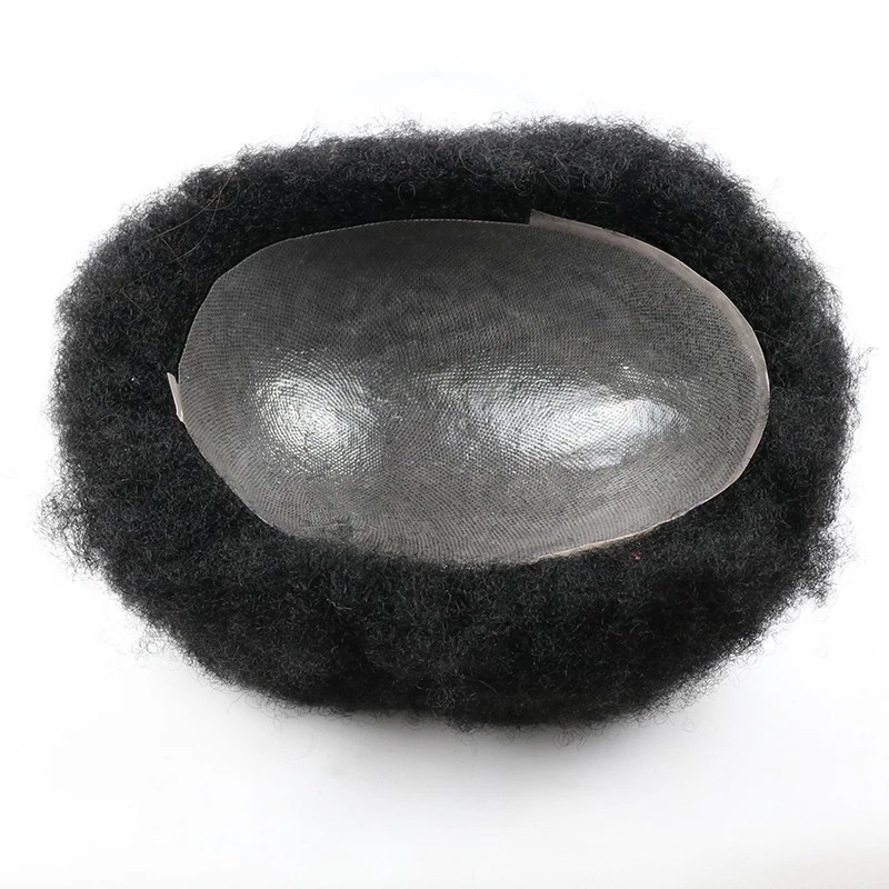 Afro Men’s 4mm Tight Curly Toupee Super Thin Skin Full PU Base 100% Human Hair