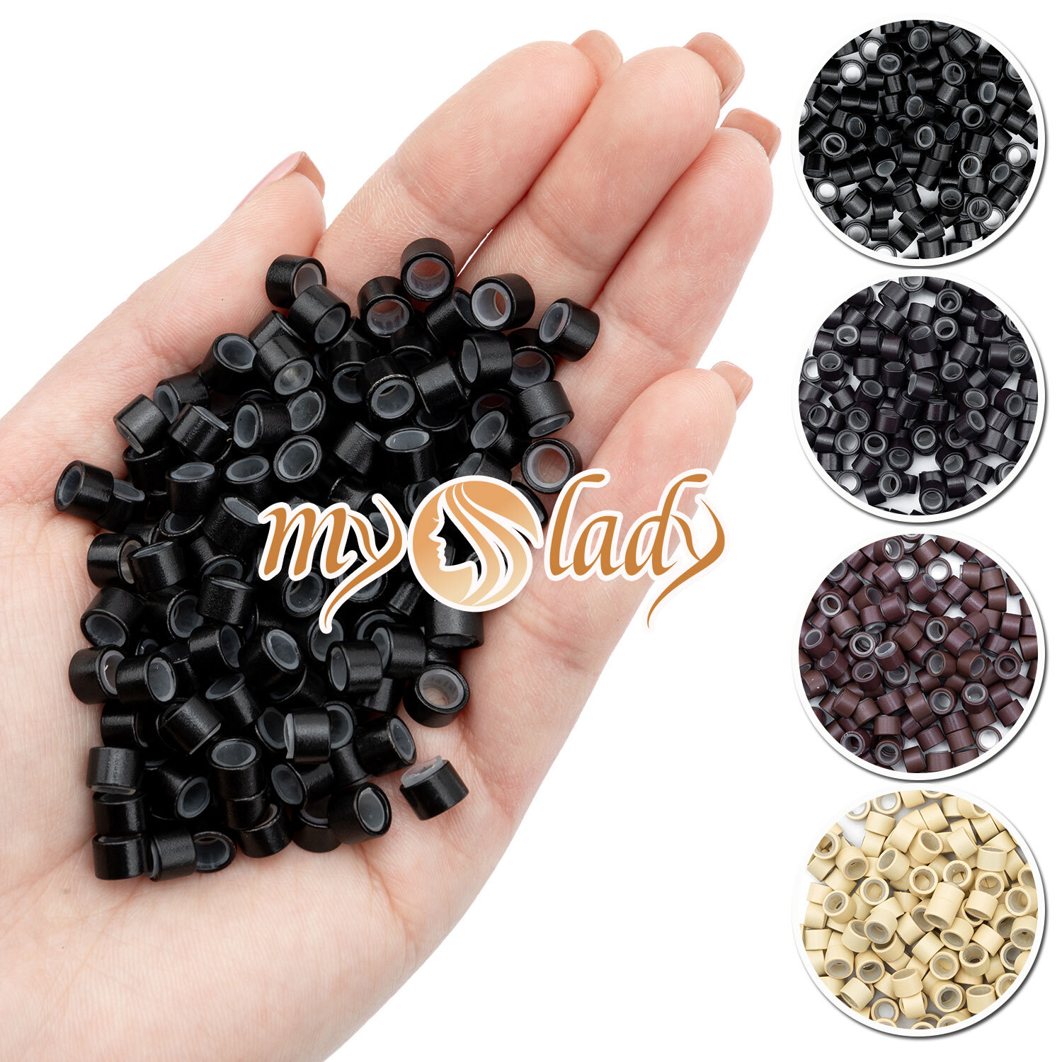US STOCK 200-1000 Micro Ring Loop Silicone Lined Beads for Tip Hair Extensions M