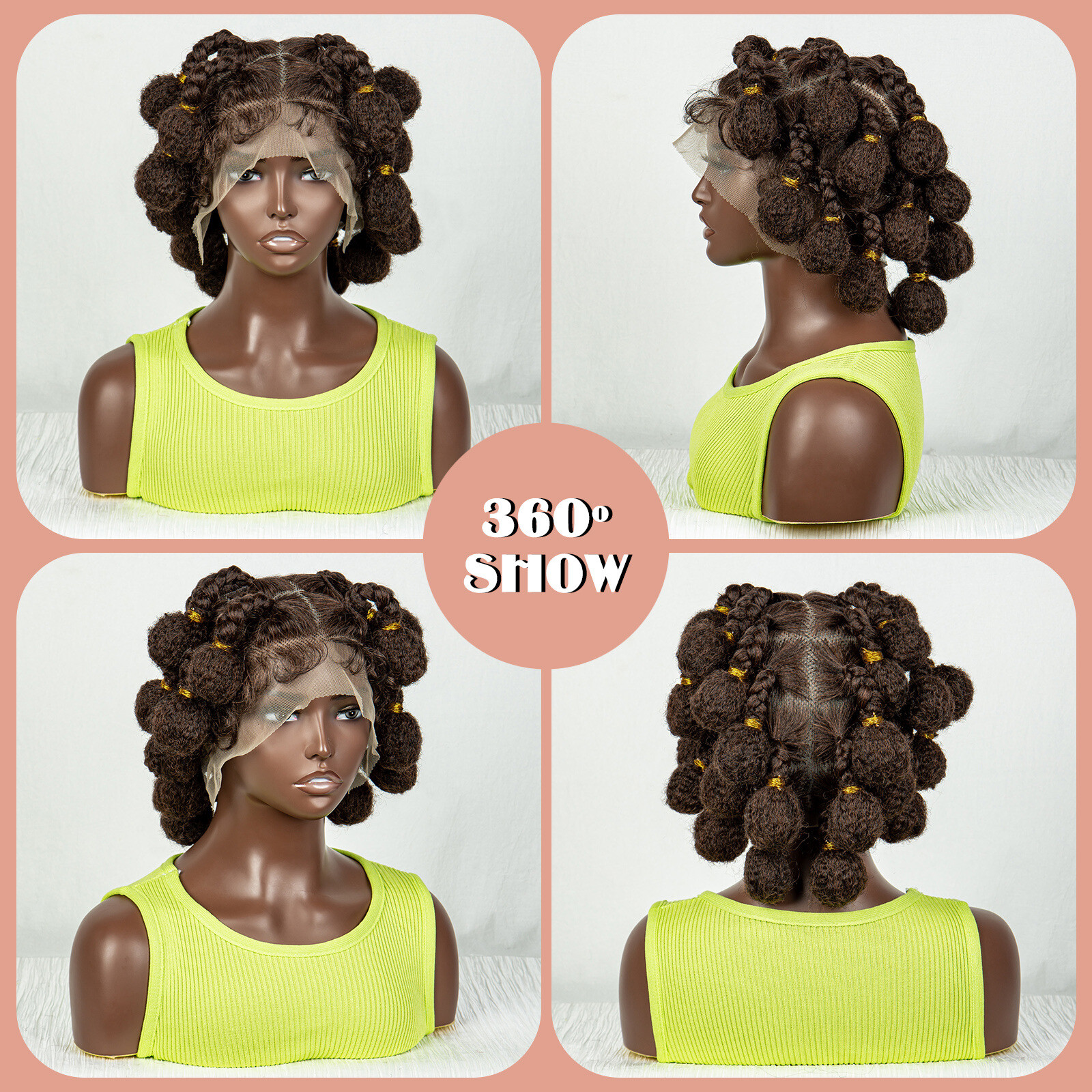 Knot Braided Wigs Synthetic HD Full Lace Wig For Black Women Afrian Braid Wigs