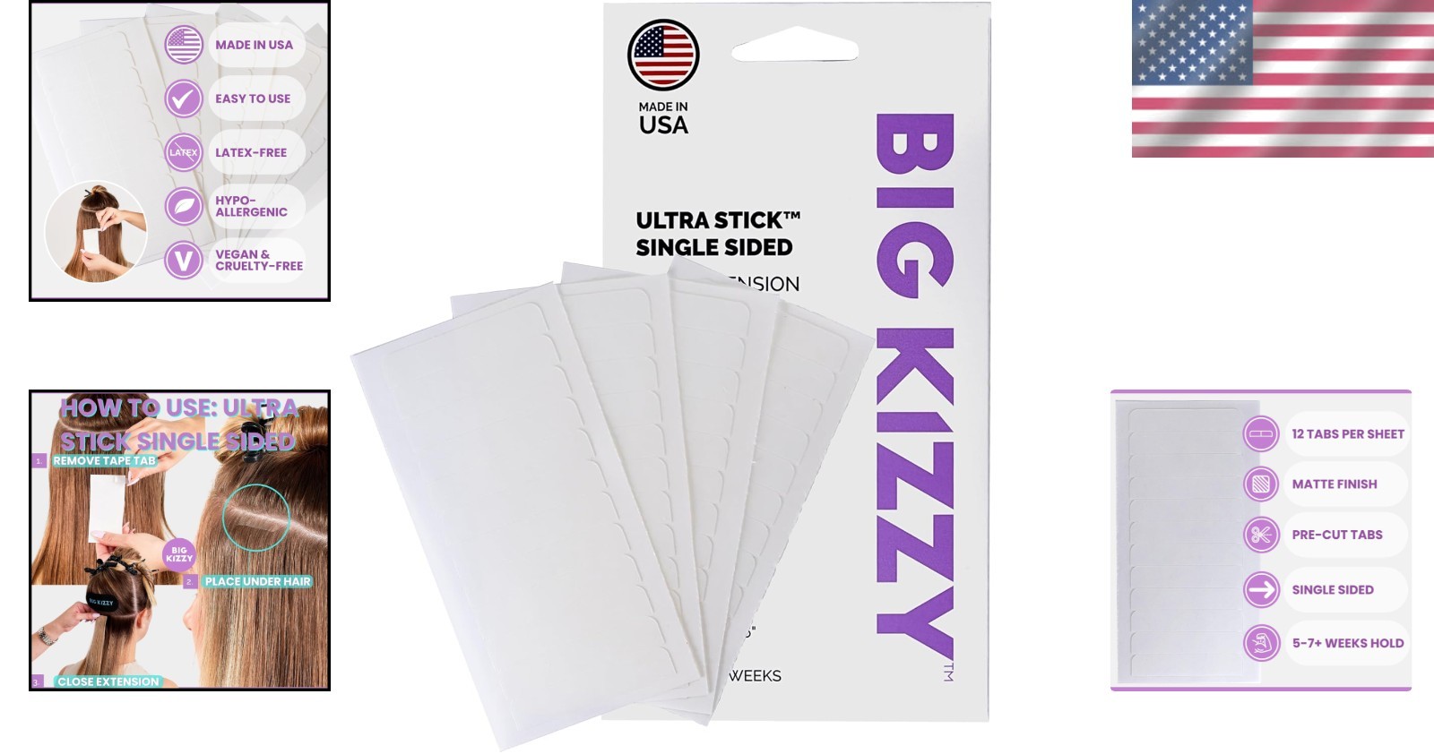 Durable Single Sided Adhesive Tape for Fine Hair Extensions – 48 Tabs Included