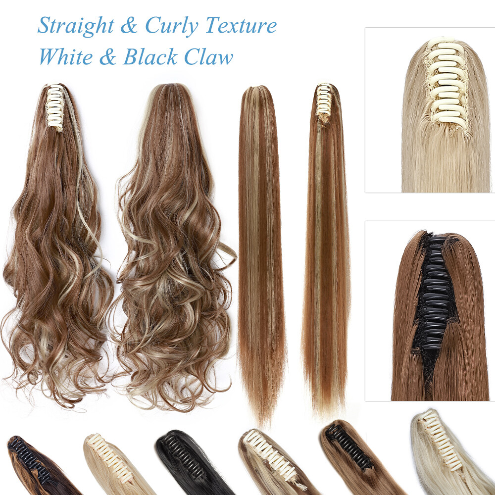 Claw Ponytail Clip In On Pony Tail Hair Extensions Ombre As Human Hair Synthetic