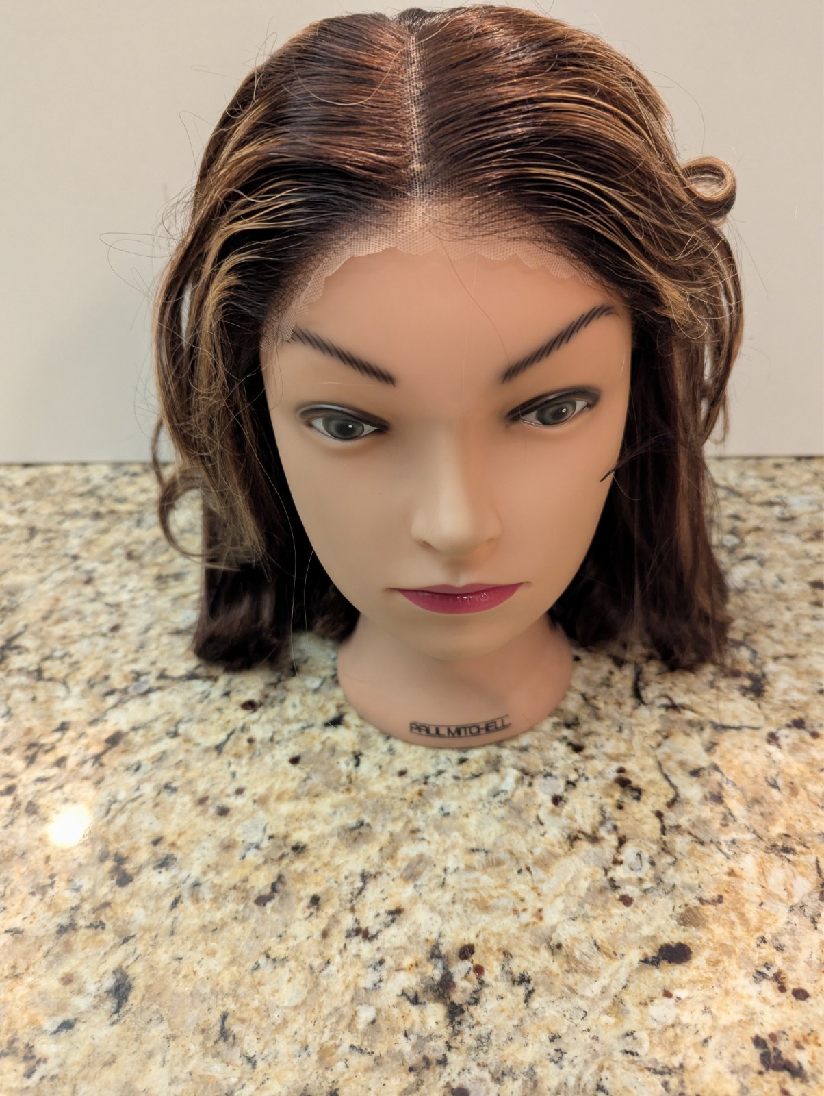 Luvme Women’s 12″ Wavy Layered Wig Lace Glueless Brown with Highlights