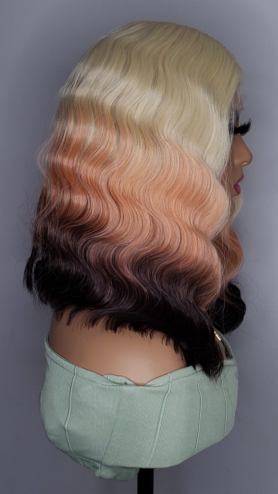 New Short Wavy Crimp Bob Style Lace Front Wig 613 Blonde Brown Ombre Hair Wigs