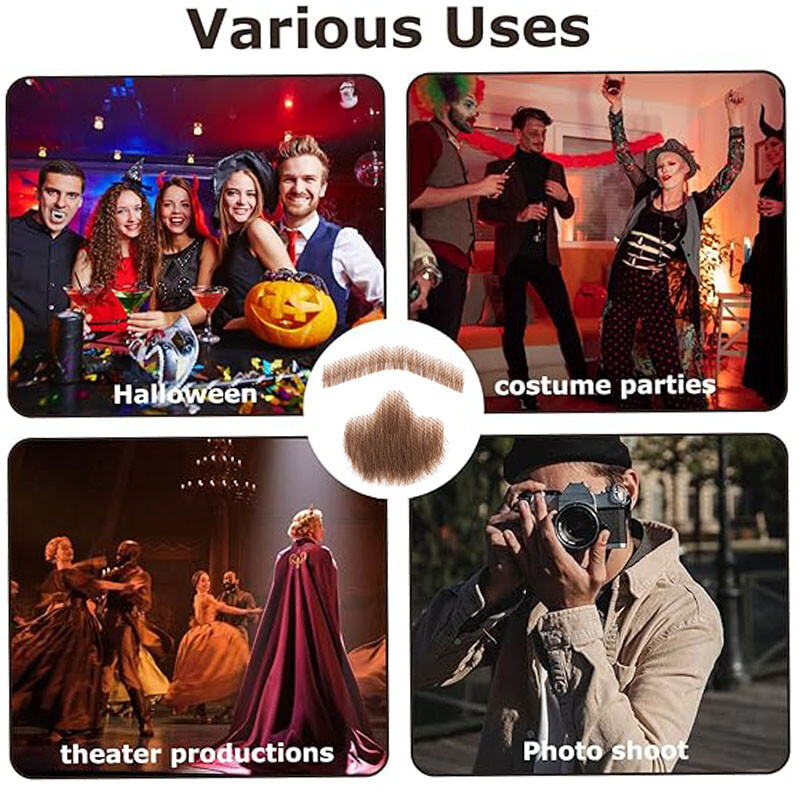 Fake Beard 100% Human remy Hair Face Beard and Mustache Adults Film Makeup cos