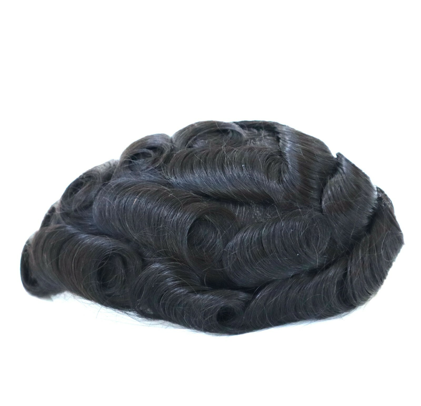 Mens Toupee Human Hair Replacement System Fine Mono Thin Skin Real Hairpiece #1B