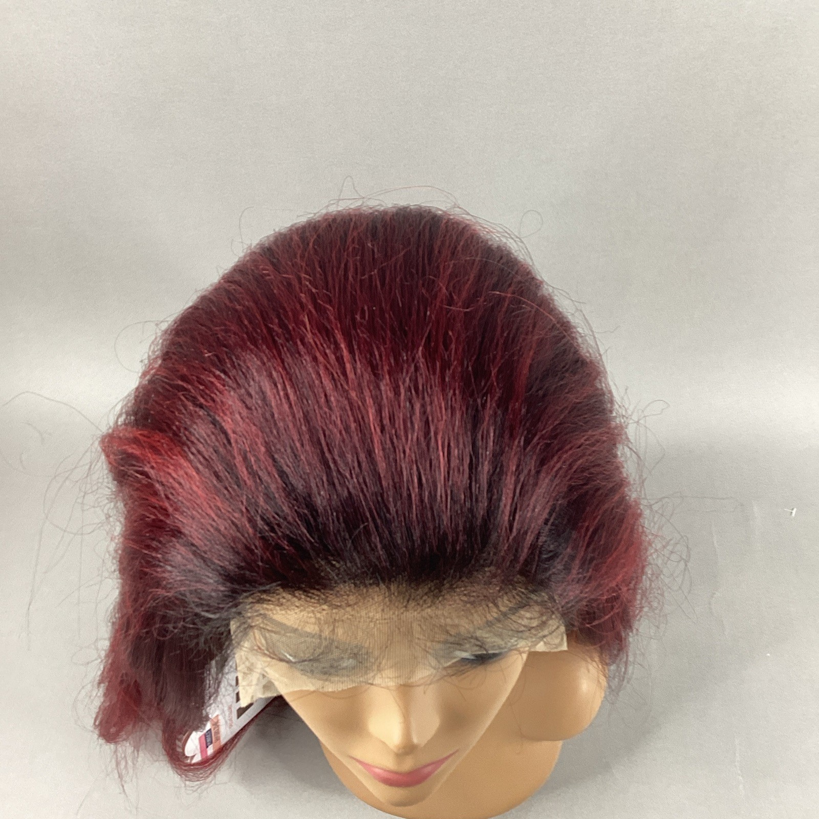 Perfect Hairline Katya Long Straight #DRFF Red Velvet Black Synthetic Lace Wig