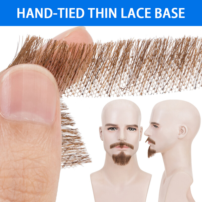 Fake Beard Human Hair Realistic Mustache Invisible Facial Hair Goatee Lace Beard