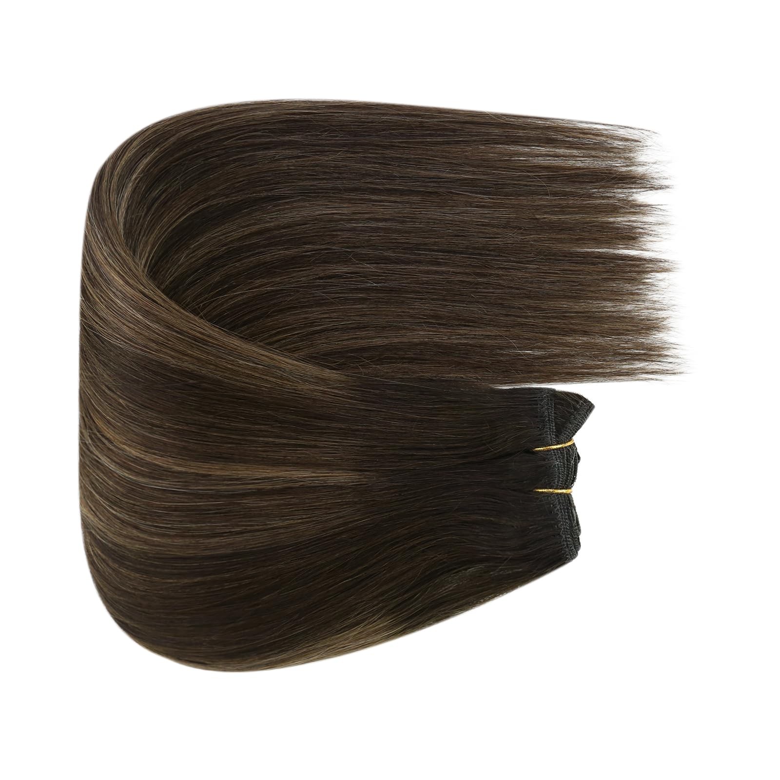 Brazilian Hand Tied Weft Hair Extensions Human Hair 16inch 100g Balayage Dark…