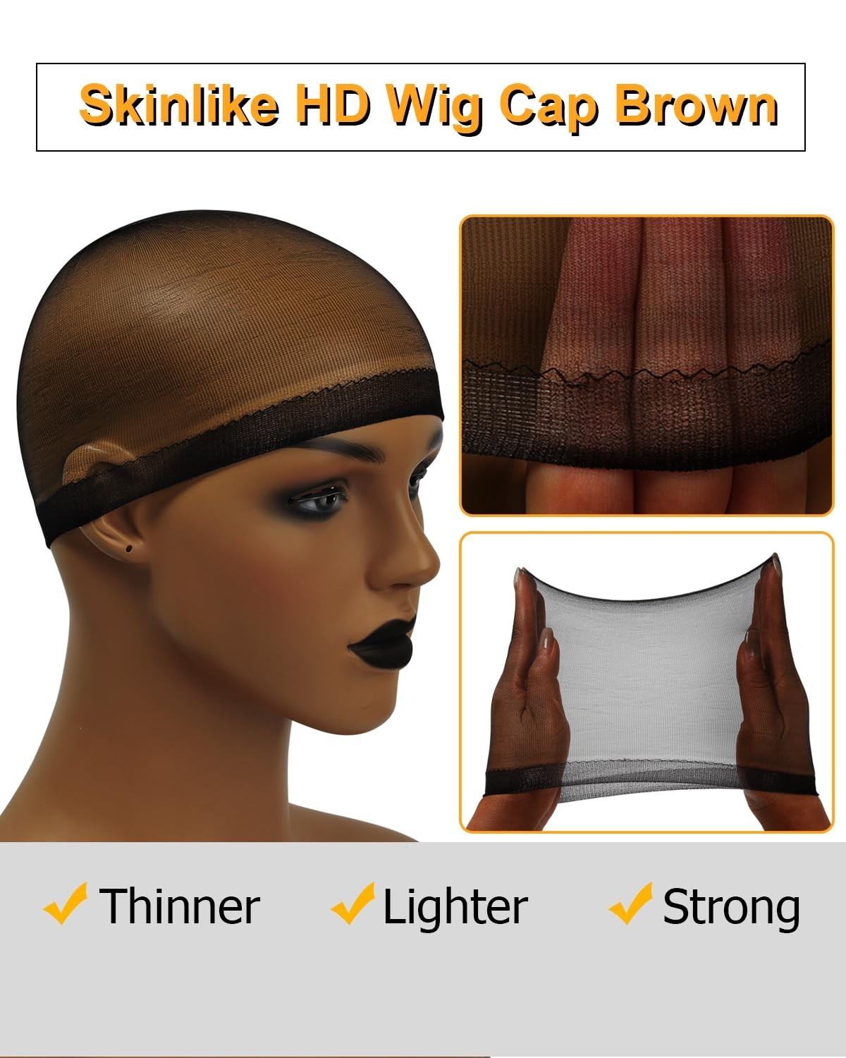 Black HD Wig Cap 12 Pack Ultra Thin Breathable Stretchy Silicone for Lace Fro…