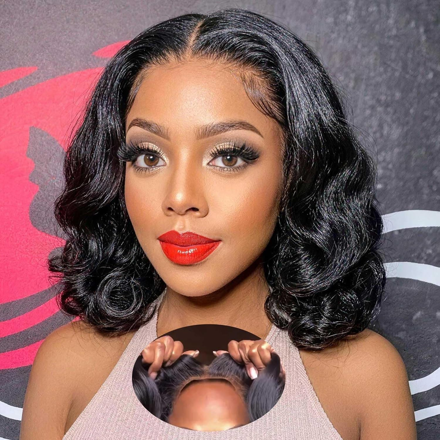 Drawstring Pre Cut 5×5 HD Lace Front Closure Body Wave Bob Wigs Human Hair for B