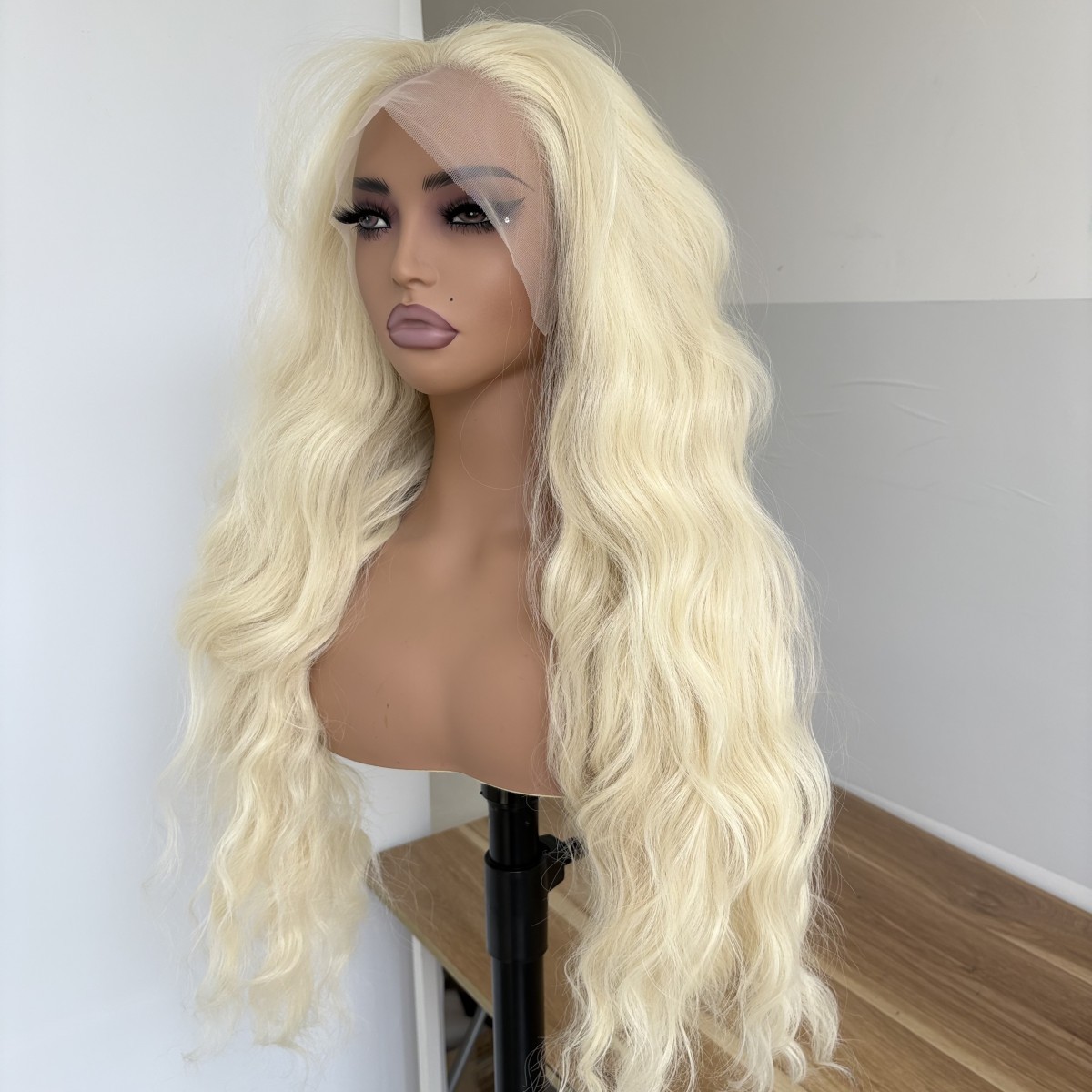 Natural Blonde Long Wavy Layered Heat Resistant Hair Lace Frontal Wigs