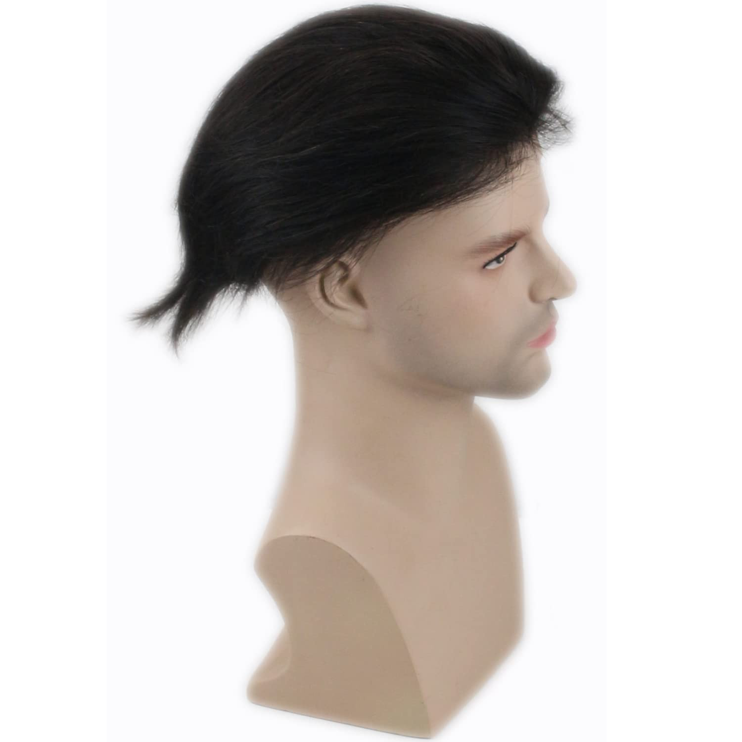 Natural Black Men’s Toupee – European Virgin Hair 10″x8″ PU Base