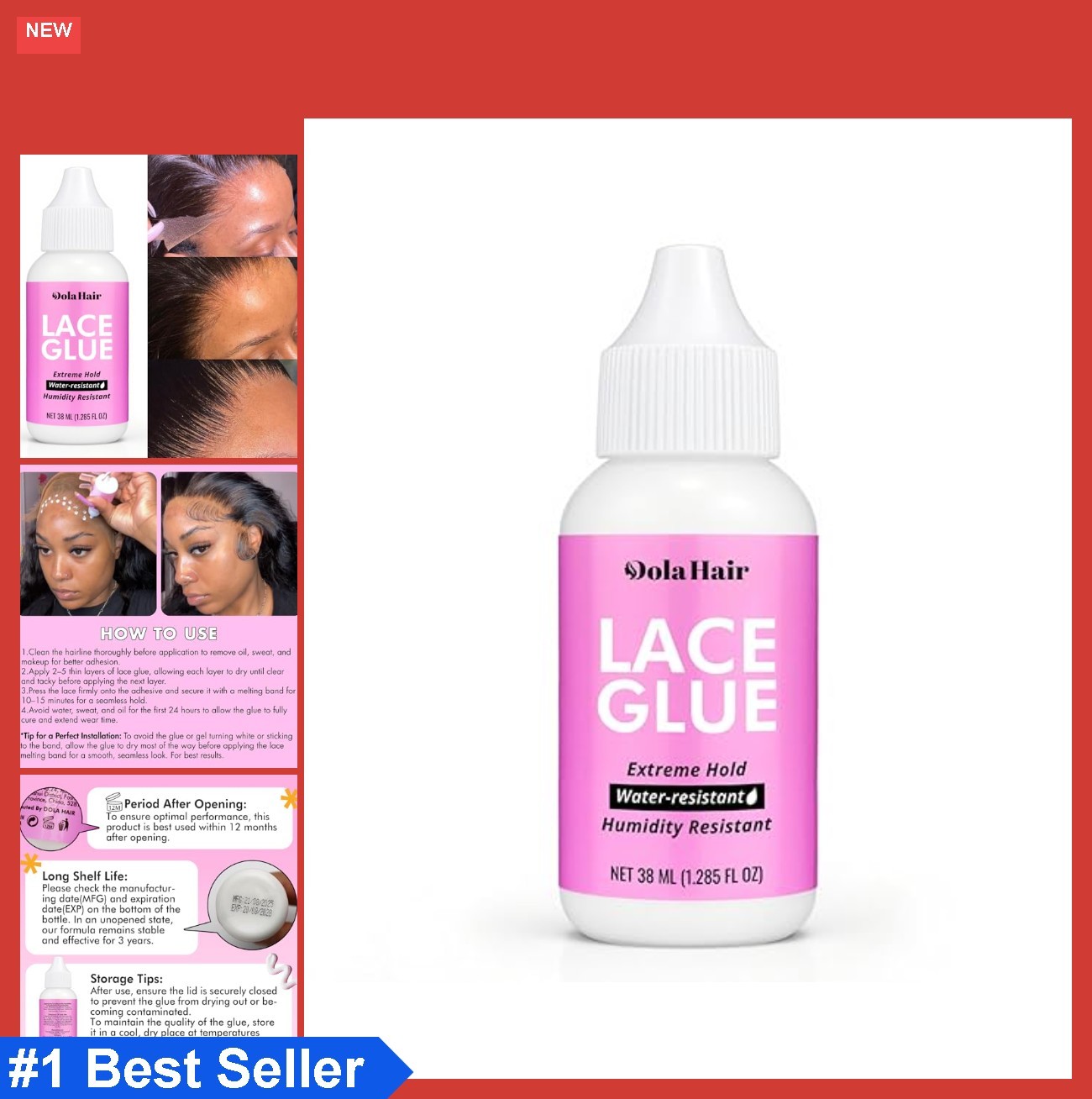 Extreme Hold Lace Glue for Wigs Waterproof Invisible Bonding 1.3 Ounce
