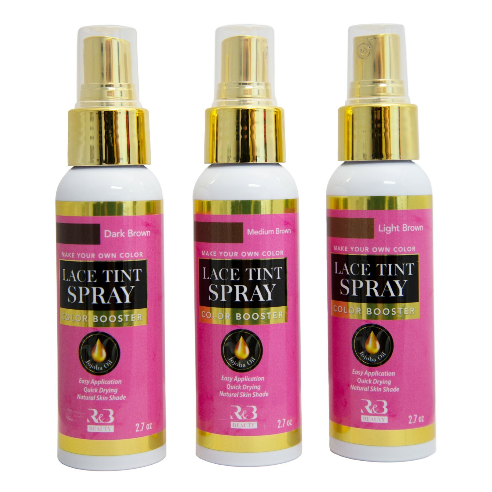 R&B Collection Lace Tint Spray Dark Brown, Medium Brown, Light Brown -2.7oz/80ml