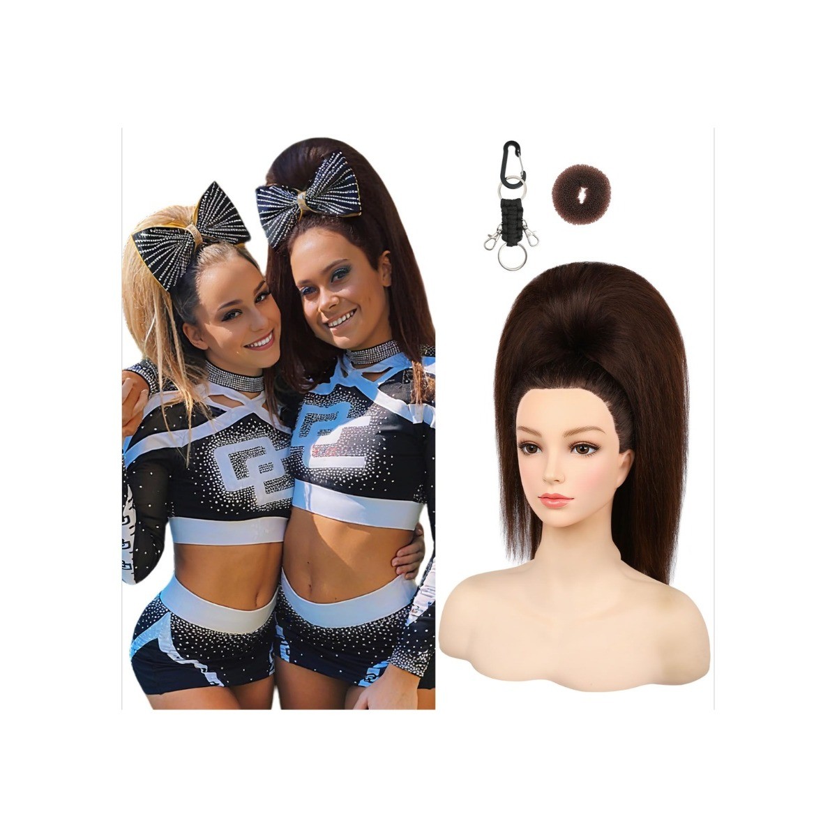 SEIKEA 18in Straight Cheer Ponytail Hair Piece Brown Extension Dance Pom