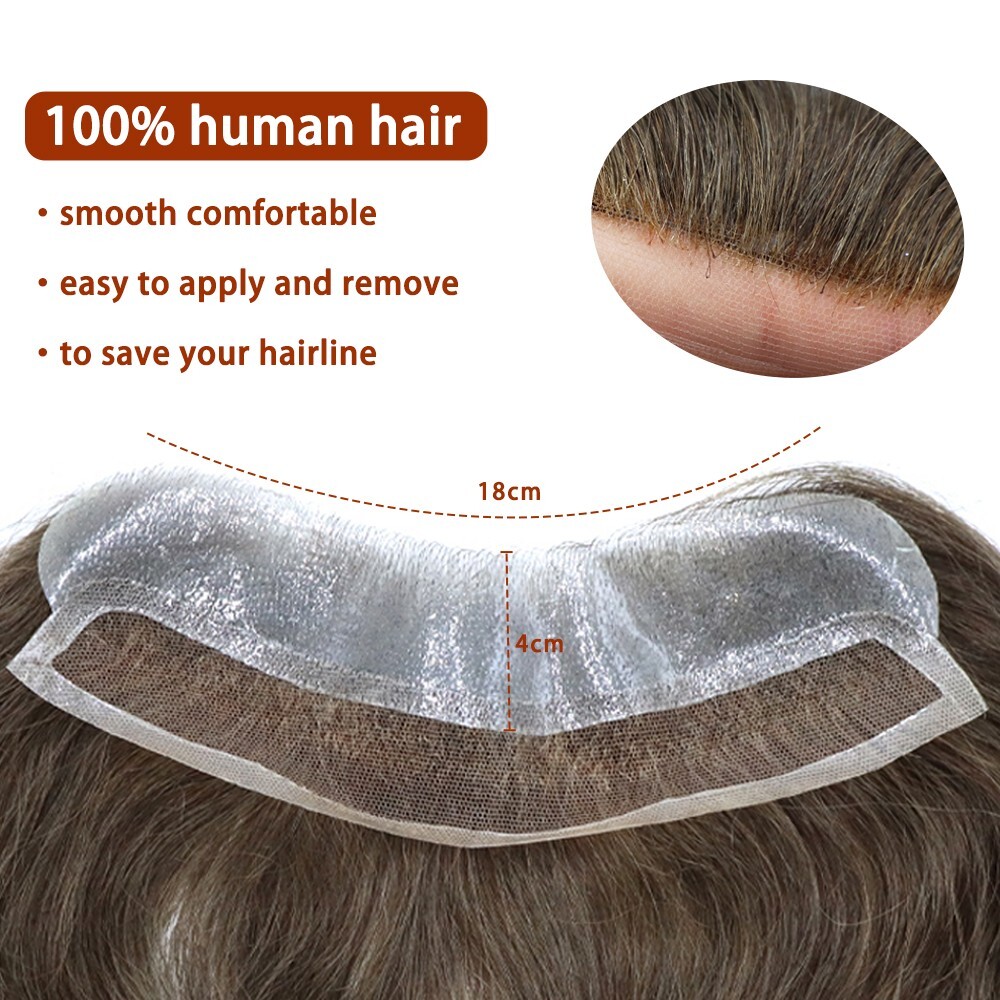 Lace Skin Mens Frontal Hairpiece Male Forehead Hair Line for Receding Hairline