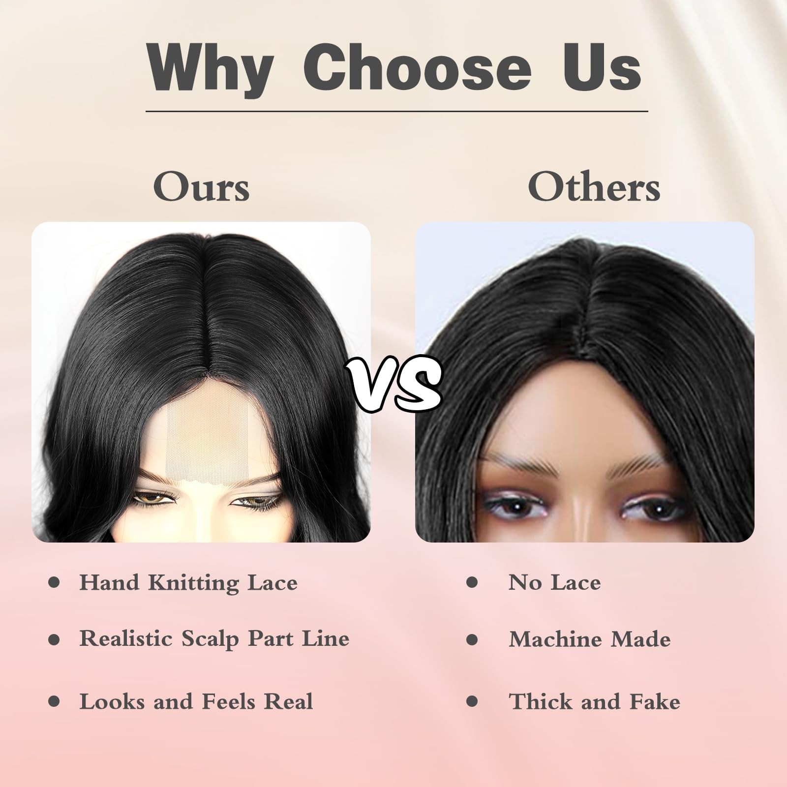26 Inch Long Wavy Black Wig for Women, Middle Part Natural Looking Synthetic …