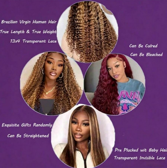 13×4 Deep Wave 250% Density Ombre 1B/30 Transparent Lace Wigs Human Hair