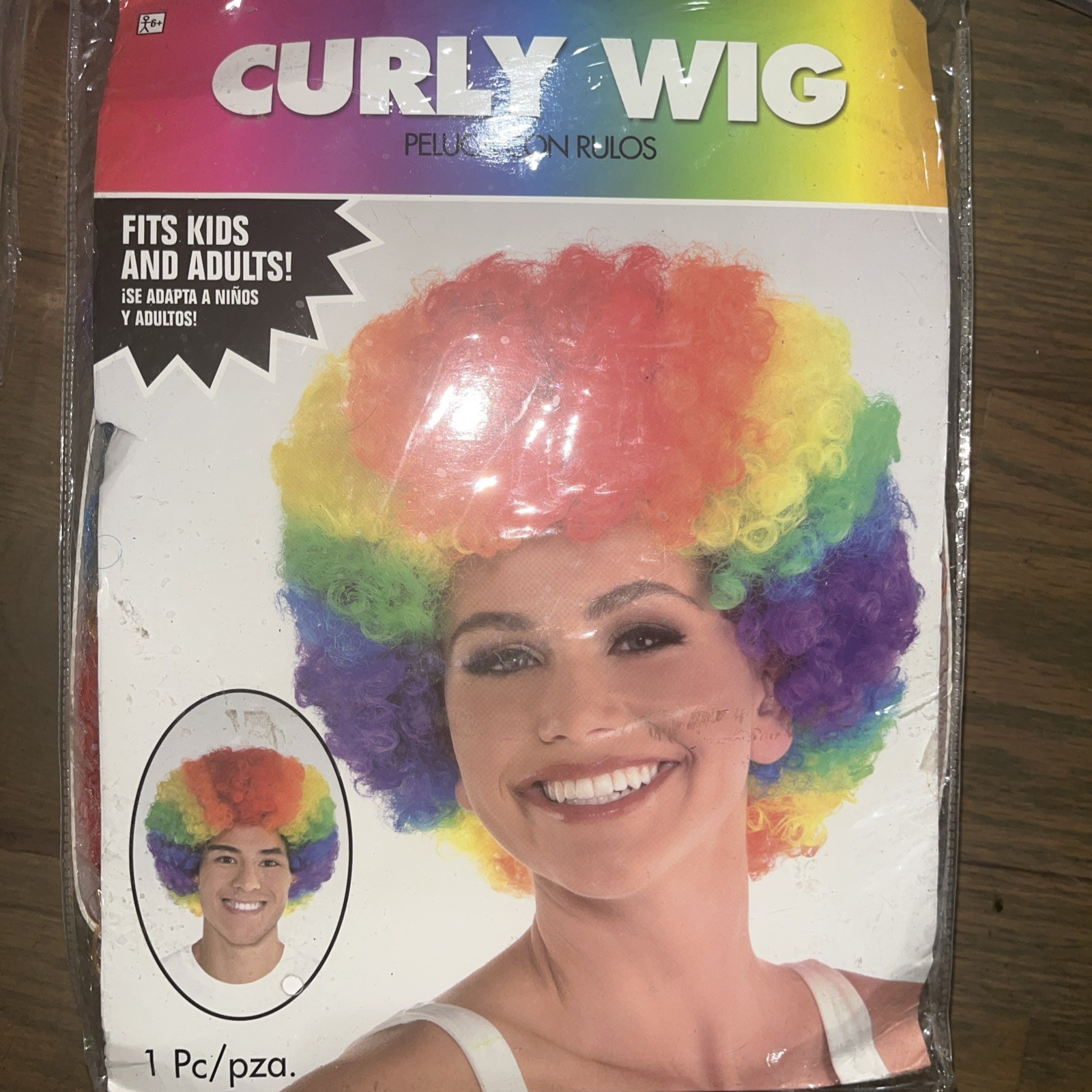 NEW IN PACKAGE CURLY RAINBOW PRIDE WIG UNISEX