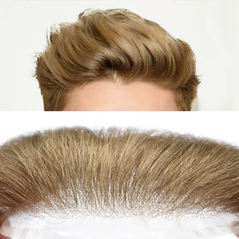 Mens Frontal Hairpiece Full French Lace Forehead Hairline for Receding Hairline