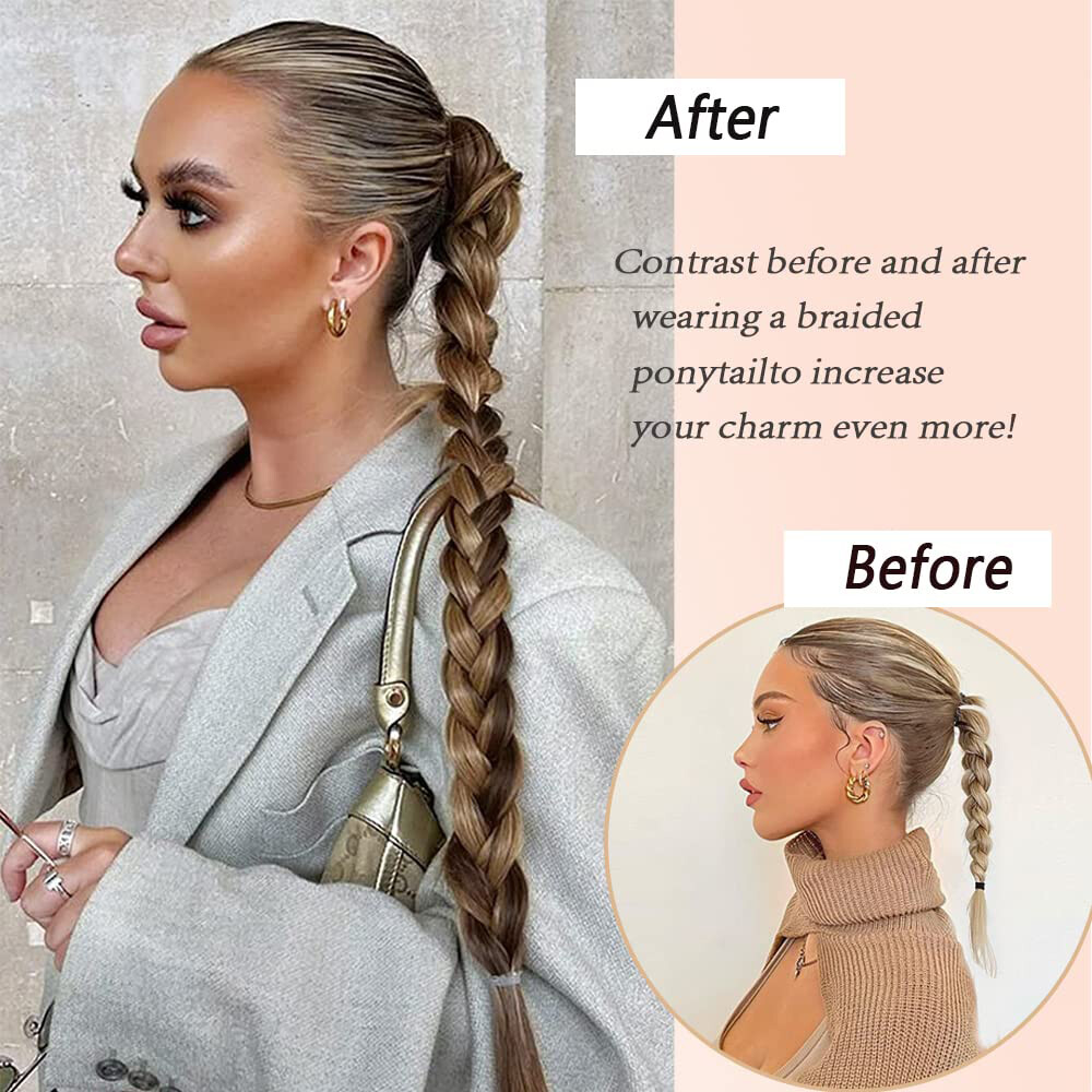 Mega Long 34in DIY Braids Ponytail Tie Wrap On Braid Pony Tail Hair Extensions