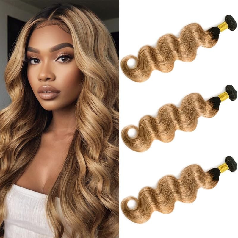 Ombre Blonde Bundles Human Hiar 26 28 30inch Body wave Hair Weave for Black B…