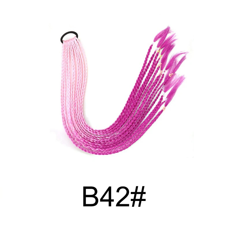 Gradient Colored Braided Ponytail Extension Elastic Rubber Band for Women Girls