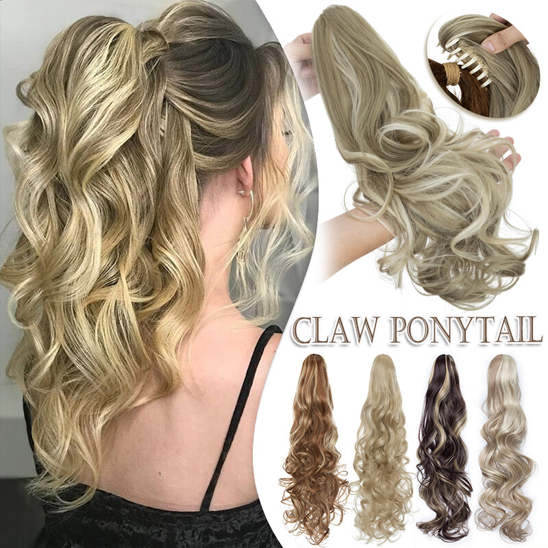 Long Claw On Clip Ponytail Real As Human Natural Wavy Pony Tail Hair Extension