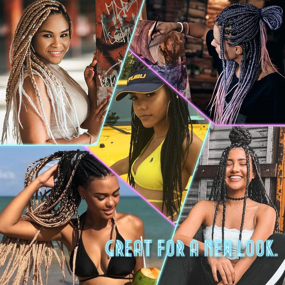 24″ Rainbow Jumbo Braiding Synthetic Hair Extensions Afro Yaki Ombre Box Braids